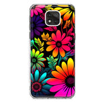 Motorola Moto G Power 2021 Neon Rainbow Glow Colorful Abstract Flowers Floral Hybrid Protective Phone Case Cover