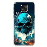 Motorola Moto G Power 2021 Blue Apocalypse Cyberpunk Skull Feather Double Layer Phone Case Cover