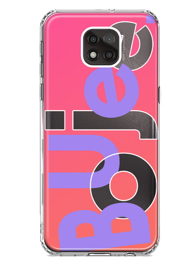 Motorola Moto G Power 2021 Pink Purple Clear Funny Text Quote Boujee Hybrid Protective Phone Case Cover
