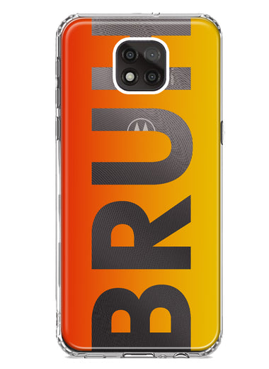 Motorola Moto G Power 2021 Orange Red Clear Funny Text Quote Bruh Hybrid Protective Phone Case Cover