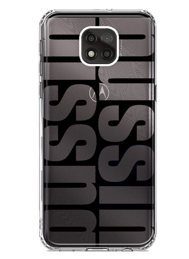 Motorola Moto G Power 2021 Black Clear Funny Text Quote Bussin Hybrid Protective Phone Case Cover