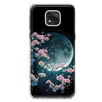 Motorola Moto G Power 2021 Kawaii Manga Pink Cherry Blossom Full Moon Hybrid Protective Phone Case Cover