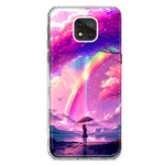 Motorola Moto G Power 2021 Kawaii Manga Pink Cherry Blossom Japanese Rainbow Girl Hybrid Protective Phone Case Cover