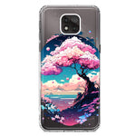 Motorola Moto G Power 2021 Kawaii Manga Pink Cherry Blossom Japanese Sky Floral Ocean Hybrid Protective Phone Case Cover