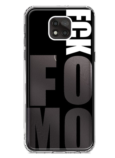 Motorola Moto G Power 2021 Black Clear Funny Text Quote Fckfomo Hybrid Protective Phone Case Cover