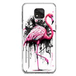 Motorola Moto G Power 2021 Pink Flamingo Painting Graffiti Hybrid Protective Phone Case Cover