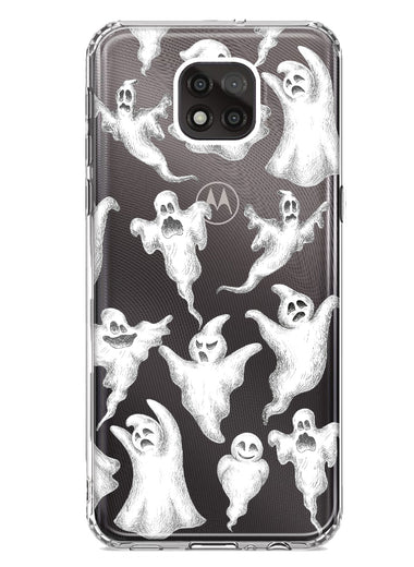 Motorola Moto G Power 2021 Cute Halloween Spooky Floating Ghosts Horror Scary Hybrid Protective Phone Case Cover