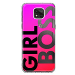 Motorola Moto G Power 2021 Pink Clear Funny Text Quote Girl Boss Hybrid Protective Phone Case Cover