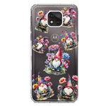 Motorola Moto G Power 2021 Cute Pink Purple Cosmos Flowers Gnomes Spring Floral Double Layer Phone Case Cover