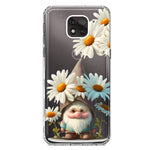 Motorola Moto G Power 2021 Cute Gnome White Daisy Flowers Floral Hybrid Protective Phone Case Cover