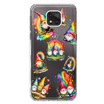 Motorola Moto G Power 2021 Colorful Neon Glow Rainbow Gnomes Painting Hybrid Protective Phone Case Cover