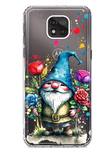 Motorola Moto G Power 2021 Gnome Red Purple Blue Roses Garden Hybrid Protective Phone Case Cover