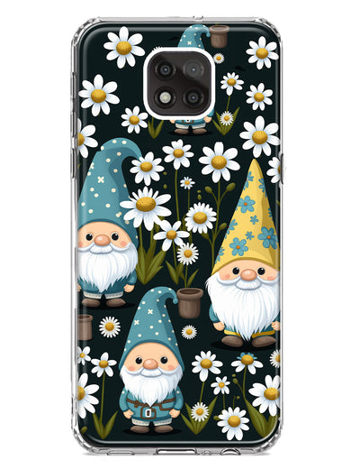 Motorola Moto G Power 2021 Cute White Daisies Gnomes Flowers Floral Double Layer Phone Case Cover