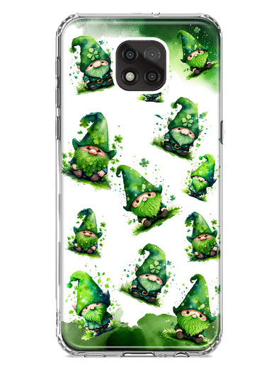 Motorola Moto G Power 2021 Gnomes Shamrock Lucky Green Clover St. Patrick Hybrid Protective Phone Case Cover