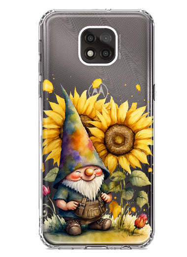 Motorola Moto G Power 2021 Cute Gnome Sunflowers Clear Hybrid Protective Phone Case Cover