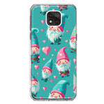 Motorola Moto G Power 2021 Turquoise Pink Hearts Gnomes Hybrid Protective Phone Case Cover