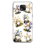 Motorola Moto G Power 2021 Cute White Blue Daisies Gnomes Hybrid Protective Phone Case Cover