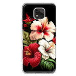 Motorola Moto G Power 2021 Pink Red Hibiscus Wild Flowers Floral Hybrid Protective Phone Case Cover