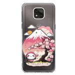 Motorola Moto G Power 2021 Kawaii Manga Pink Cherry Blossom Fuji Mountain Mochi Girl Hybrid Protective Phone Case Cover