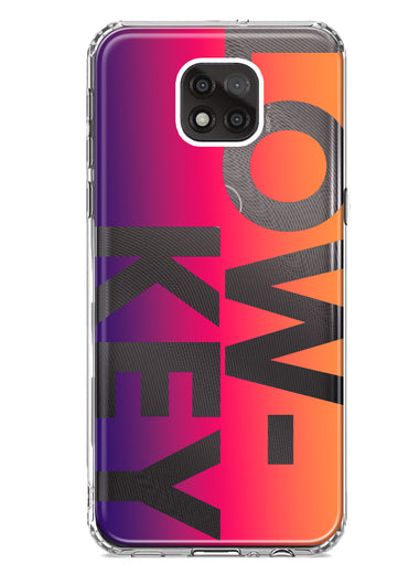 Motorola Moto G Power 2021 Purple Pink Orange Clear Funny Text Quote Low Key Hybrid Protective Phone Case Cover