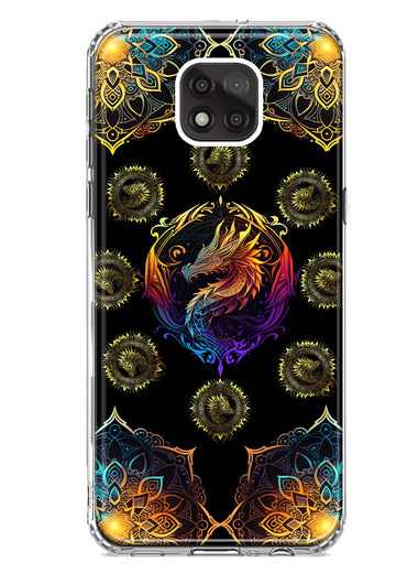 Motorola Moto G Power 2021 Mandala Geometry Abstract Dragon Pattern Hybrid Protective Phone Case Cover