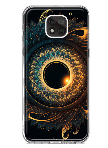 Motorola Moto G Power 2021 Mandala Geometry Abstract Eclipse Pattern Hybrid Protective Phone Case Cover