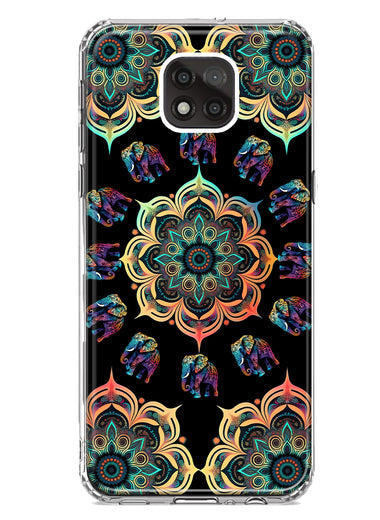 Motorola Moto G Power 2021 Mandala Geometry Abstract Elephant Pattern Hybrid Protective Phone Case Cover