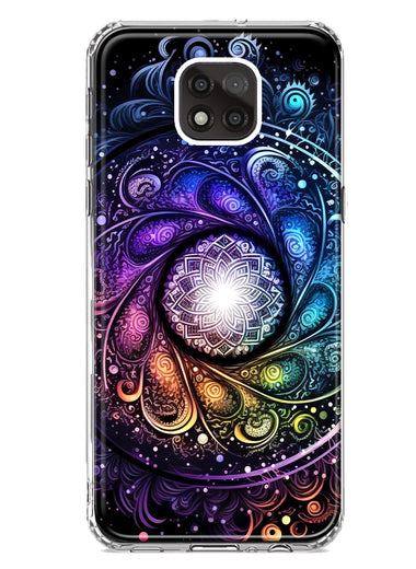 Motorola Moto G Power 2021 Mandala Geometry Abstract Galaxy Pattern Hybrid Protective Phone Case Cover