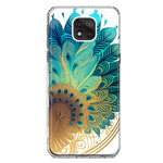 Motorola Moto G Power 2021 Mandala Geometry Abstract Peacock Feather Pattern Hybrid Protective Phone Case Cover