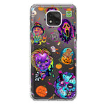Motorola Moto G Power 2021 Cute Halloween Spooky Horror Scary Neon Characters Hybrid Protective Phone Case Cover