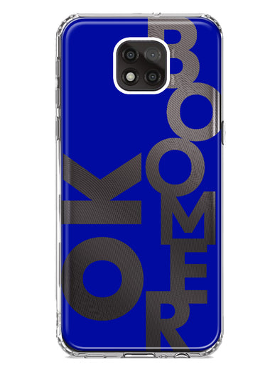 Motorola Moto G Power 2021 Blue Clear Funny Text Quote Ok Boomer Hybrid Protective Phone Case Cover