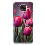 Motorola Moto G Power 2021 Pink Tulip Flowers Floral Hybrid Protective Phone Case Cover