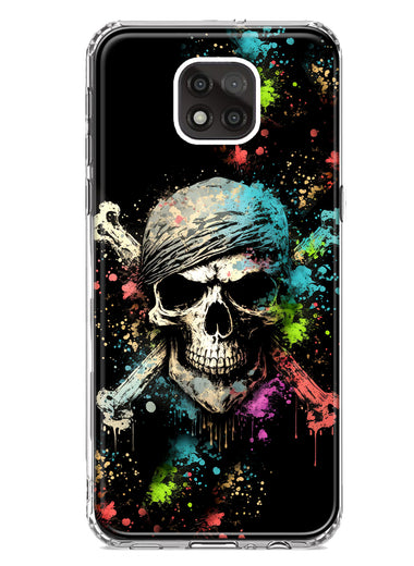 Motorola Moto G Power 2021 Fantasy Paint Splash Pirate Skull Hybrid Protective Phone Case Cover