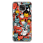 Motorola Moto G Power 2021 Psychedelic Cute Cats Friends Pop Art Hybrid Protective Phone Case Cover