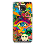 Motorola Moto G Power 2021 Neon Rainbow Psychedelic Trippy Hippie Multiple Eyes Hybrid Protective Phone Case Cover