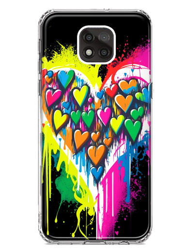 Motorola Moto G Power 2021 Colorful Rainbow Hearts Love Graffiti Painting Hybrid Protective Phone Case Cover