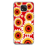 Motorola Moto G Power 2021 Yellow Sunflowers Polkadot on Red Double Layer Phone Case Cover