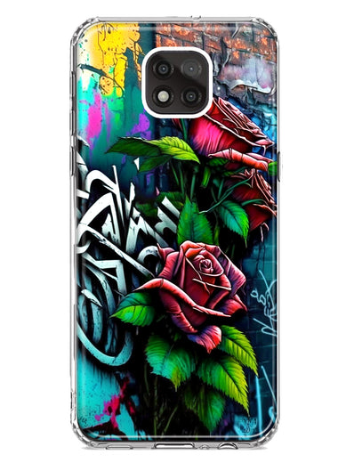 Motorola Moto G Power 2021 Red Roses Graffiti Painting Art Hybrid Protective Phone Case Cover