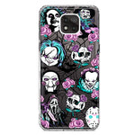 Motorola Moto G Power 2021 Roses Halloween Spooky Horror Characters Spider Web Hybrid Protective Phone Case Cover
