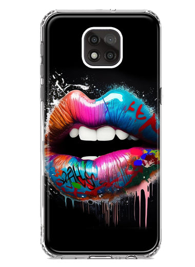 Motorola Moto G Power 2021 Colorful Lip Graffiti Painting Art Hybrid Protective Phone Case Cover