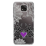 Motorola Moto G Power 2021 Halloween Skeleton Heart Hands Spooky Spider Web Hybrid Protective Phone Case Cover