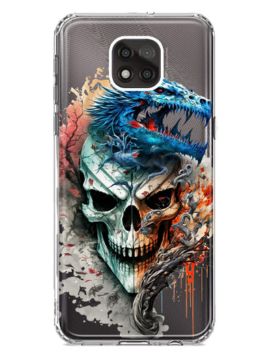 Motorola Moto G Power 2021 Fantasy Blue Dragon Dream Skull Double Layer Phone Case Cover