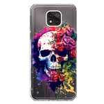 Motorola Moto G Power 2021 Fantasy Skull Red Purple Roses Hybrid Protective Phone Case Cover