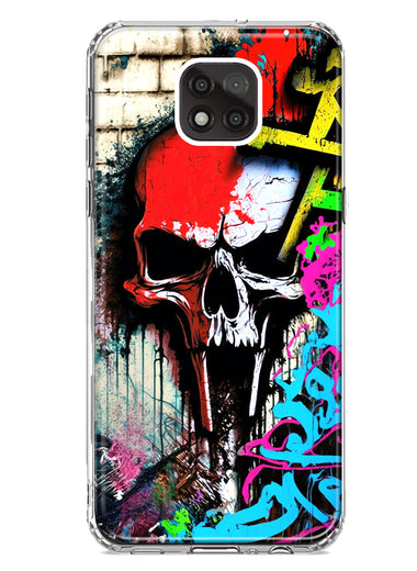 Motorola Moto G Power 2021 Skull Face Graffiti Painting Art Hybrid Protective Phone Case Cover