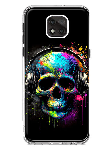 Motorola Moto G Power 2021 Fantasy Skull Headphone Colorful Pop Art Hybrid Protective Phone Case Cover