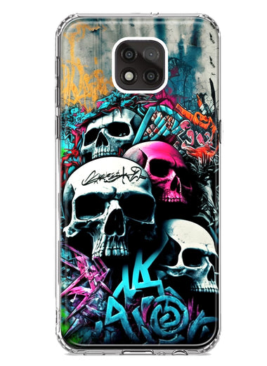 Motorola Moto G Power 2021 Skulls Graffiti Painting Art Hybrid Protective Phone Case Cover