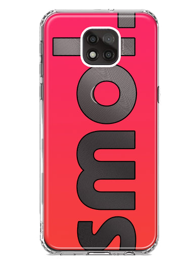Motorola Moto G Power 2021 Red Pink Clear Funny Text Quote Smol Hybrid Protective Phone Case Cover