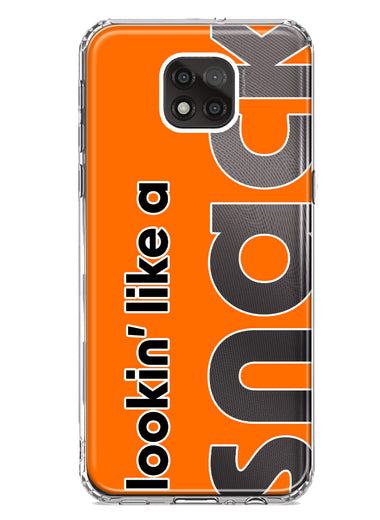Motorola Moto G Power 2021 Orange Clear Funny Text Quote Snack Hybrid Protective Phone Case Cover