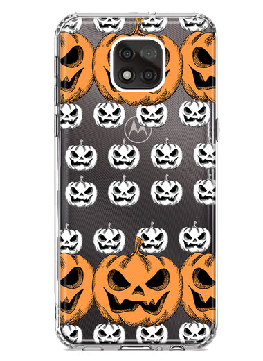 Motorola Moto G Power 2021 Halloween Spooky Horror Scary Jack O Lantern Pumpkins Hybrid Protective Phone Case Cover