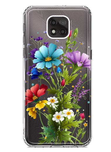 Motorola Moto G Power 2021 Purple Yellow Red Spring Flowers Floral Hybrid Protective Phone Case Cover